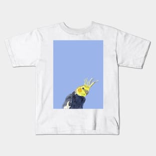 Cockatiel Watercolor Illustration with a violet background Kids T-Shirt